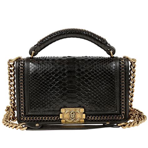 chanel boy bag black python|Chanel python bags 2019.